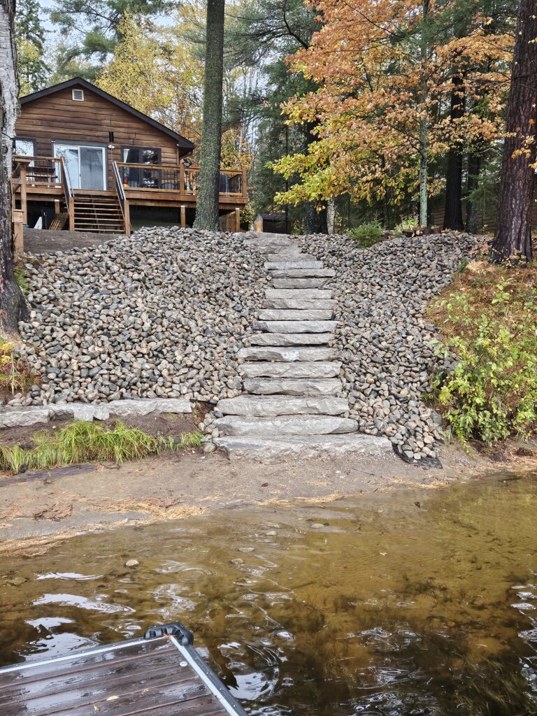 Lakefront Armour Stone Steps