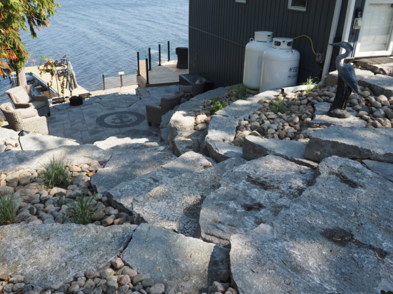 Armour Stone Retaining Wall and Steps