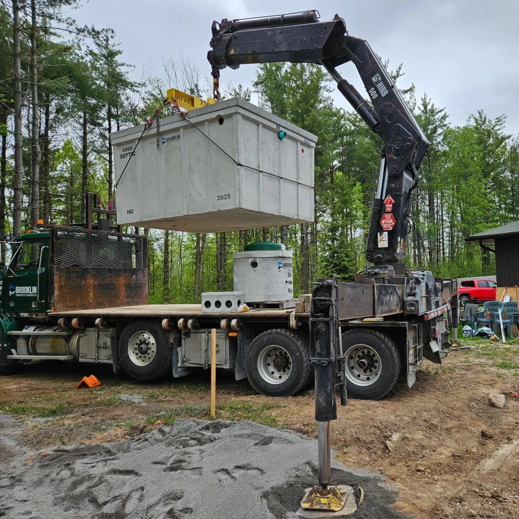 septic tank being installed